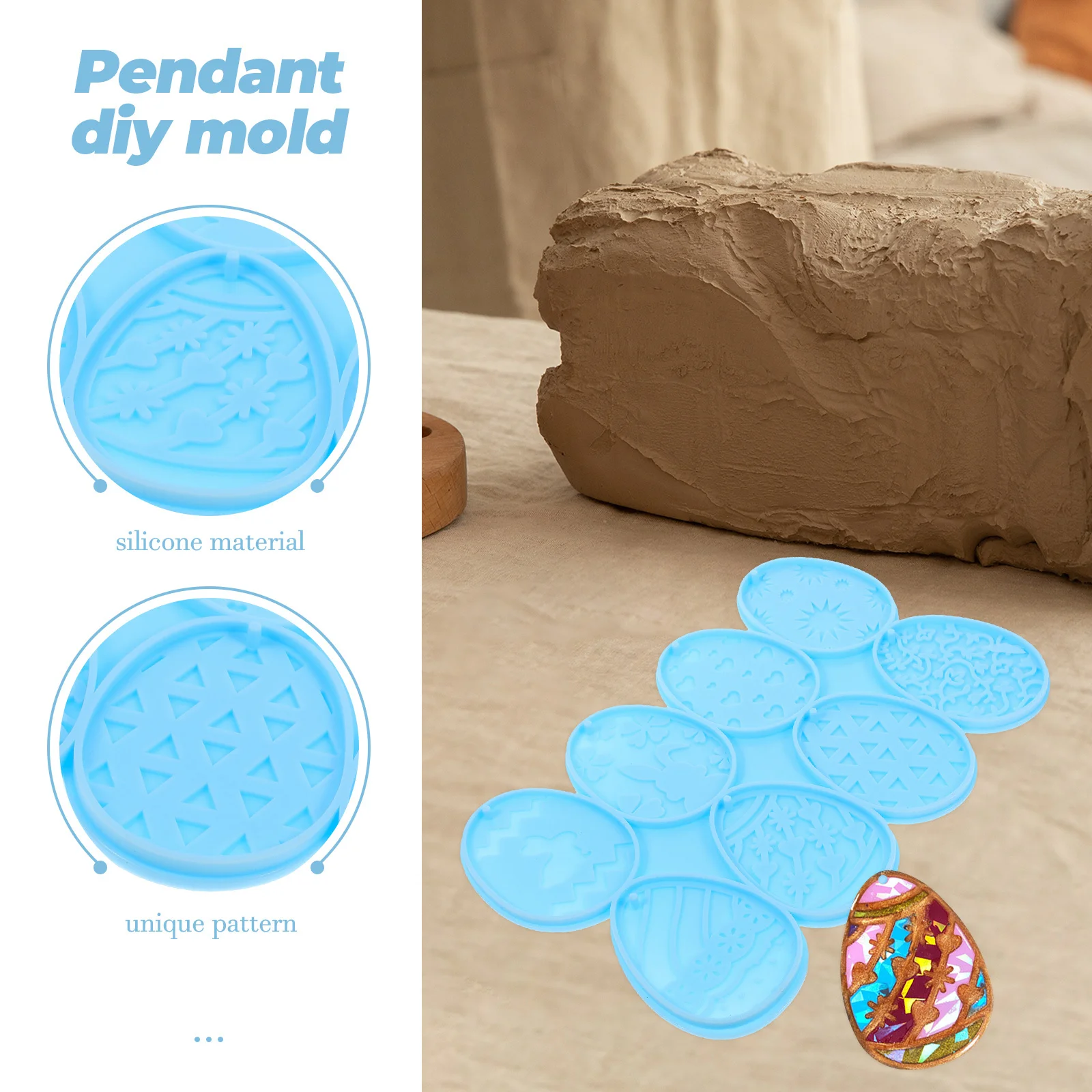 

Silicone Easter Egg Pendant DIY Mold Soft Flexible Keychain Mold for Hanging Charm Craft Resin Decoration DIY Silicone Molds