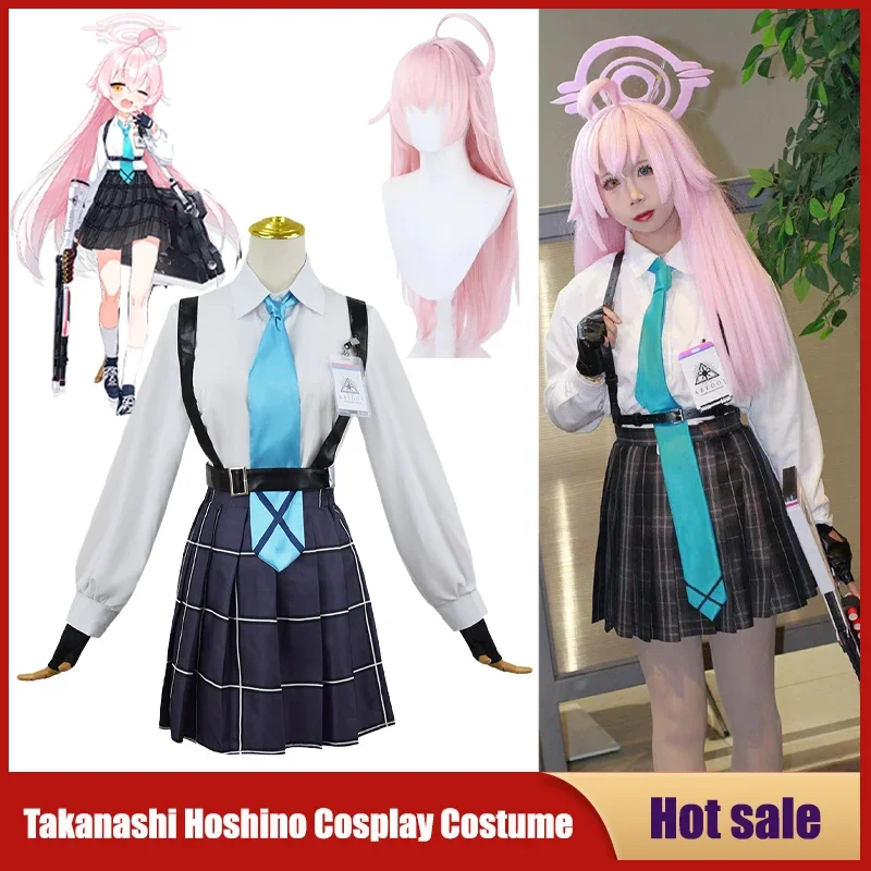 

Takanashi Hoshino Costume Game Blue Archive Cosplay School JK Uniforms Top Skirts Wig Outfit Carnival Party Women Man Anime S*.1