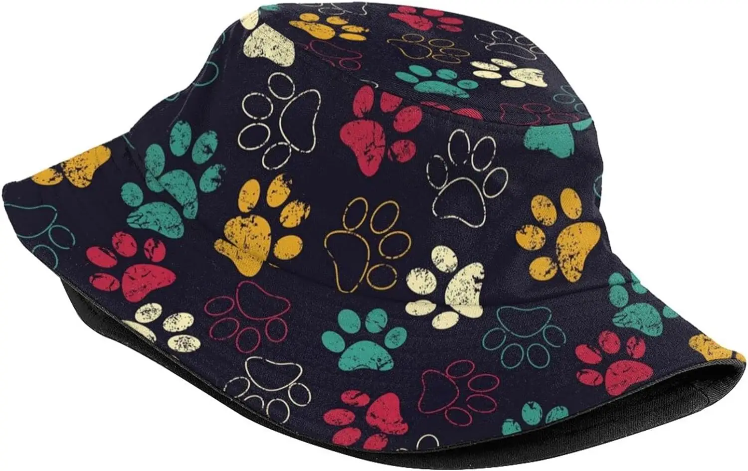 Cute Dog Paw Print Bucket Hats for Women Men Packable Beach Sun Fishing Boonie Hats Outdoor Summer Travel Hats Caps Unisex