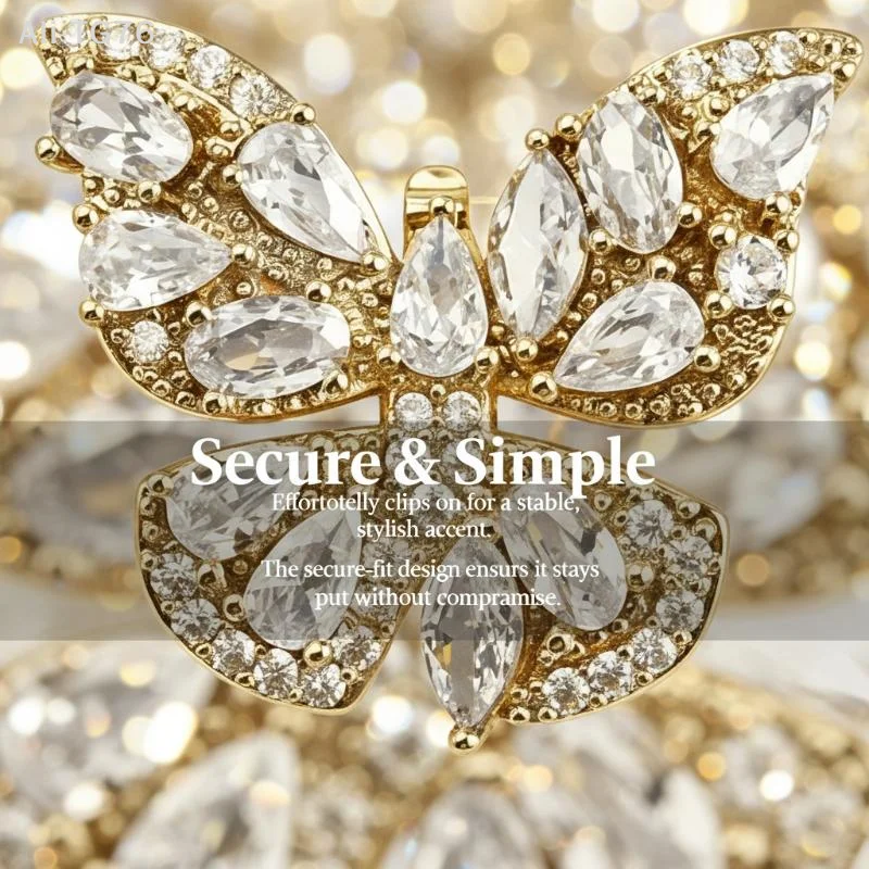 [P] Zircon Earphone Clip Design DIY Personalized Sparkly Butterfly Earphone Rhinestone Buckle Accessories