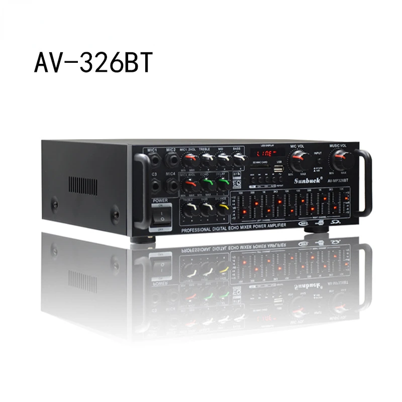 220V Home Power Amplifier High Power Bluetooth EQ Equalizer 12V Square Dance Car Outdoor Dual-purpose Power Amplifier