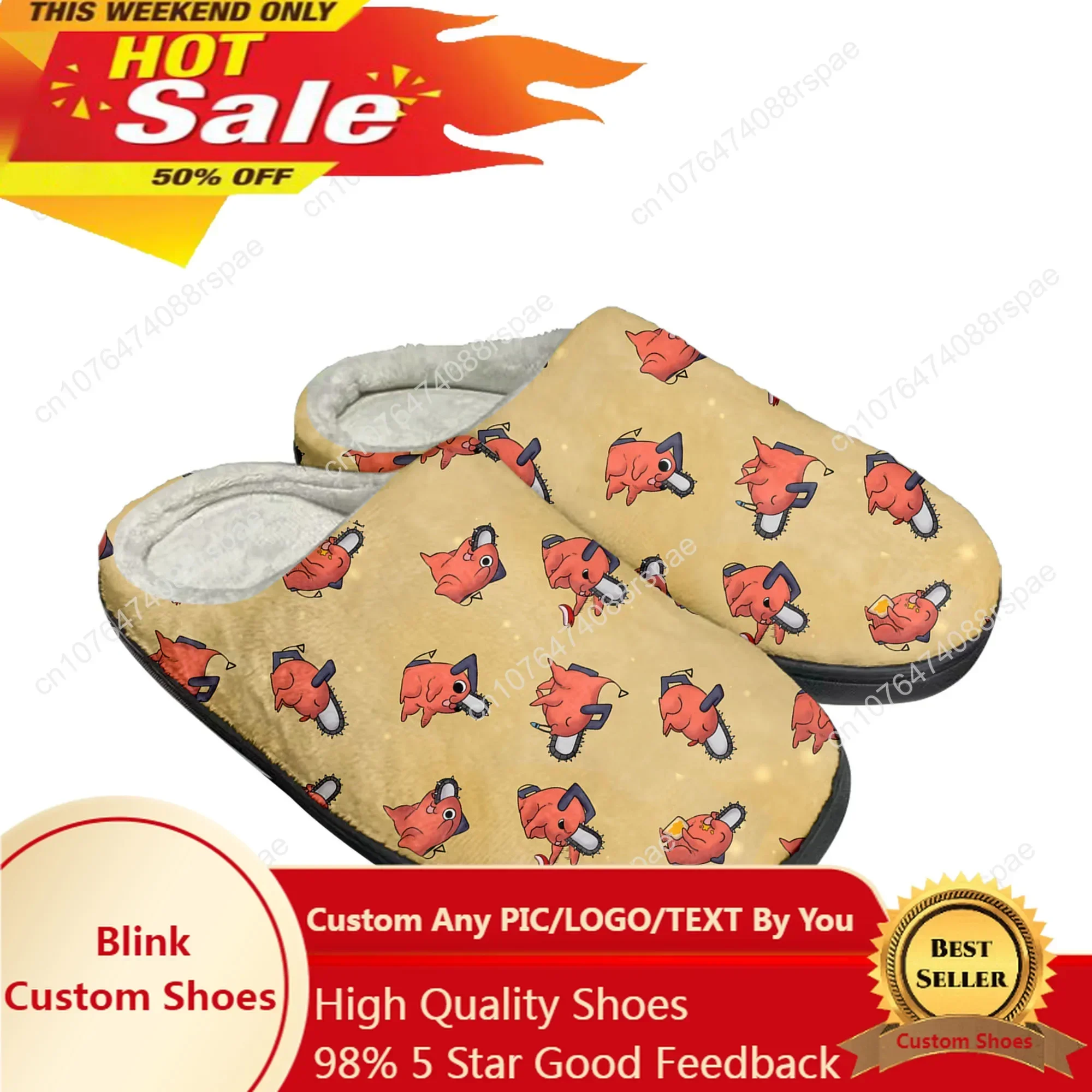 

Cartoon Chainsaw Man Pochita Power Home Cotton Custom Slippers Mens Womens Sandals Plush Casual Keep Warm Shoes Thermal Slipper