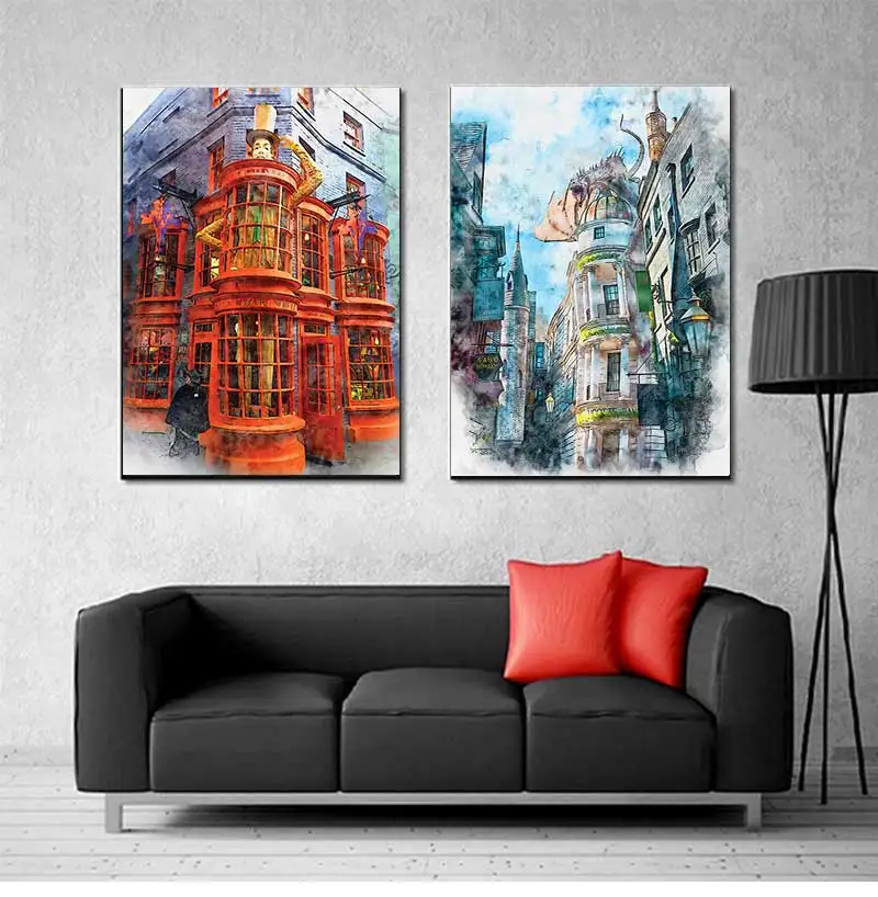 Magic wand wizard shop watercolor posters large hall painting frames on canvas wizarding weasley wall pictures children bedroom