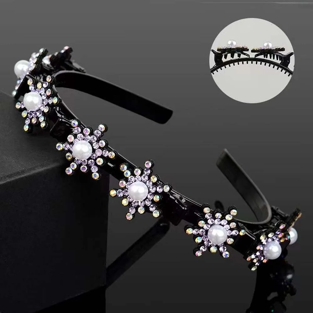 

Elegant Hair Bands with Clips Sweet Snowflake Star Rhinestone Bangs Clip Headband Hair weaving Tool Headwear Hairband Party