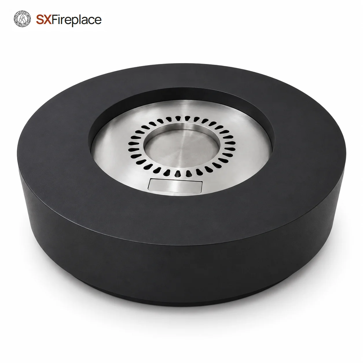 Modern Round Bioethanol Fireplace Insert With Remote Control Brushed Stainless Steel Indoor Firepit Decorative Flame