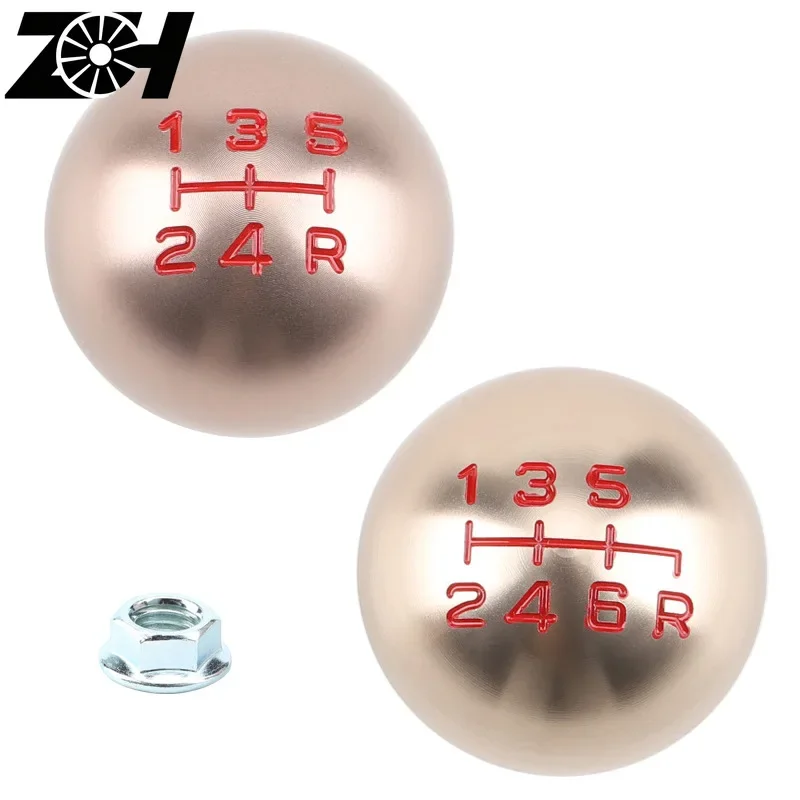Universal Car Aluminum 5 6 Speed Ball Shape Gear Shift Knob AT MT Shifter Lever M10*1.5 Fit For Honda Civic City FD2 FN2 EP3