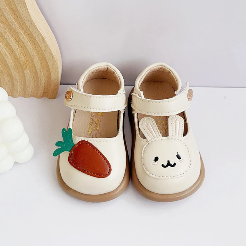 New Girls Princess Leather Shoes Fall Spring Children Cute Rabbit Single Shallow Shoes Kids Toddler Girls Shoes Flats