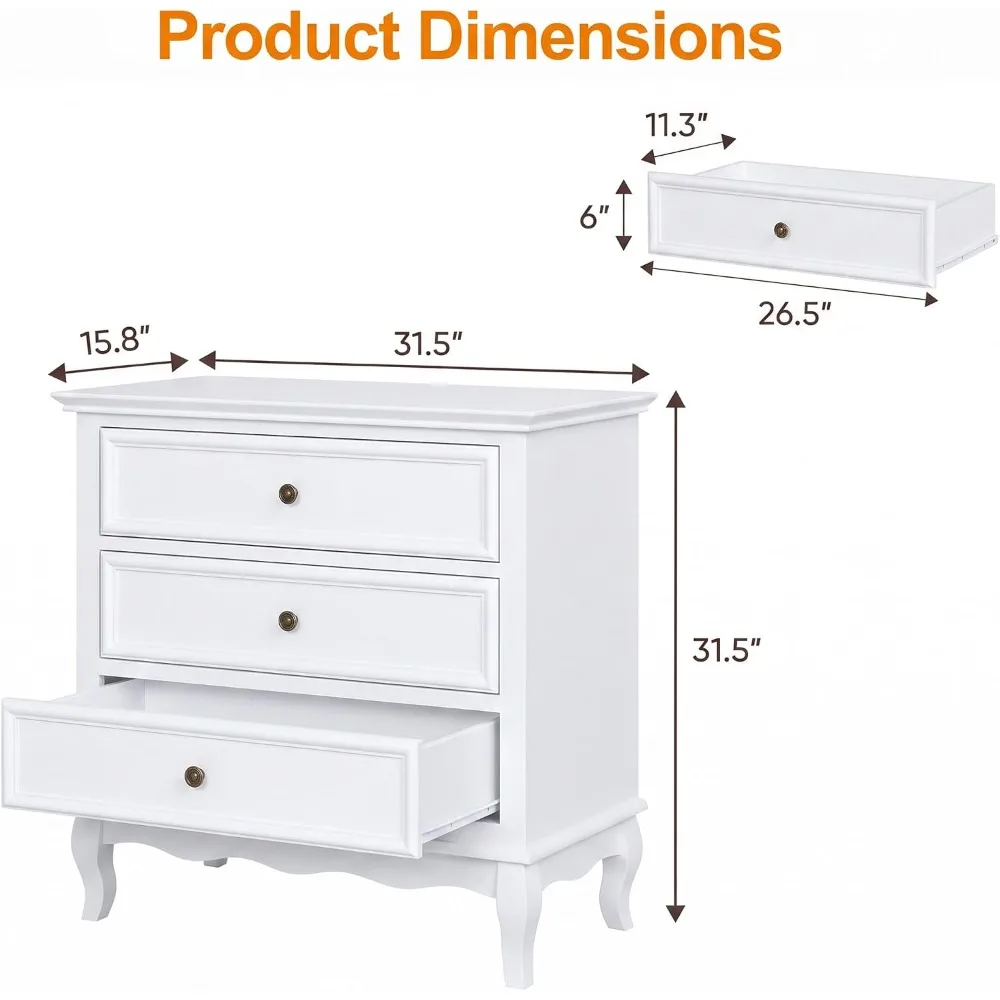 3 Drawer Dresser Set of 2, 32