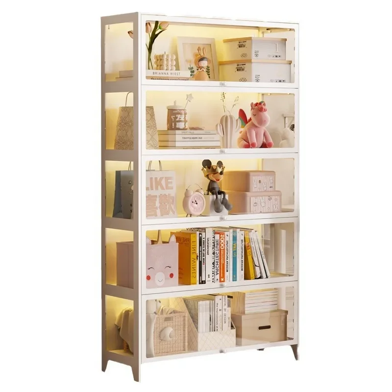 

Household steel bookshelf with glass door, living room locker, wrought iron shelf