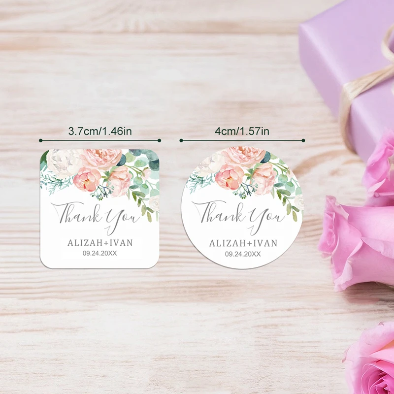 Custom Wedding Stickers, Personalized Floral Sealing Labels for Gift Box Decor, Luxury Party Favors with Metallic Foil Accents