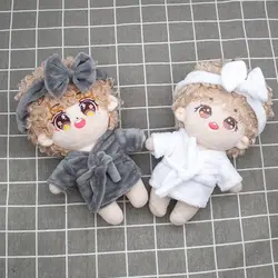 1Set New Cute 10/15/20cm Doll Velvet Pajamas Clothes with Headband For 1/12 BJD  DIY Doll Sleep Clothes Bathrobe Accessories