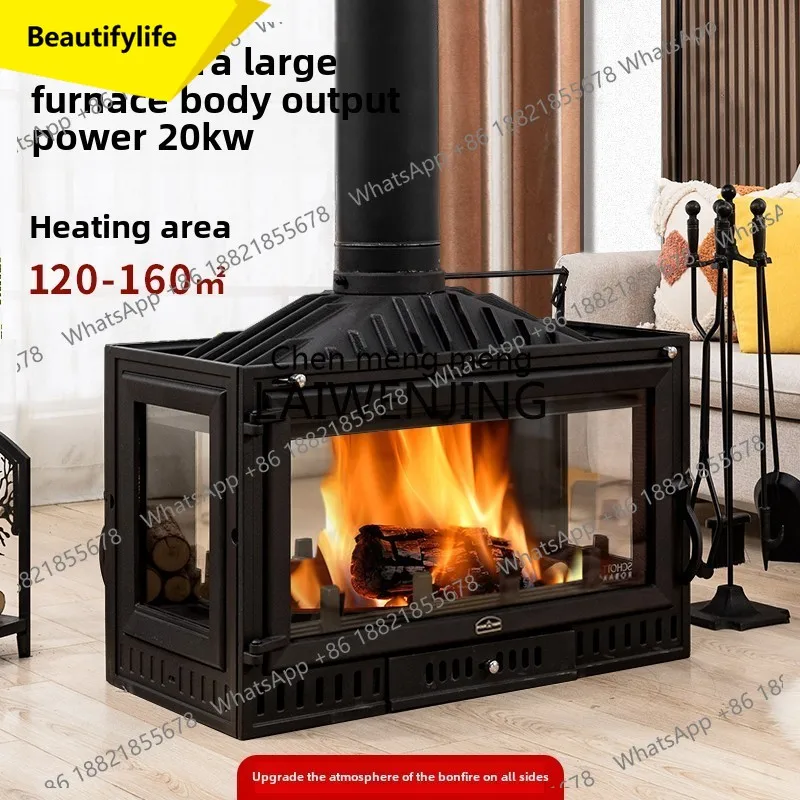 

A38 Wood Burning Fireplace New Embedded Full Cast Iron Heating Decorative Fireplace