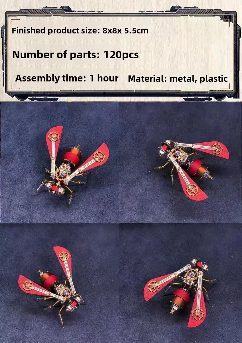Steampunk Bee Metal Puzzle DIY Assembled Model Set for Adults, Premium DIY Metal Art Craft, Unique Desktop Decor