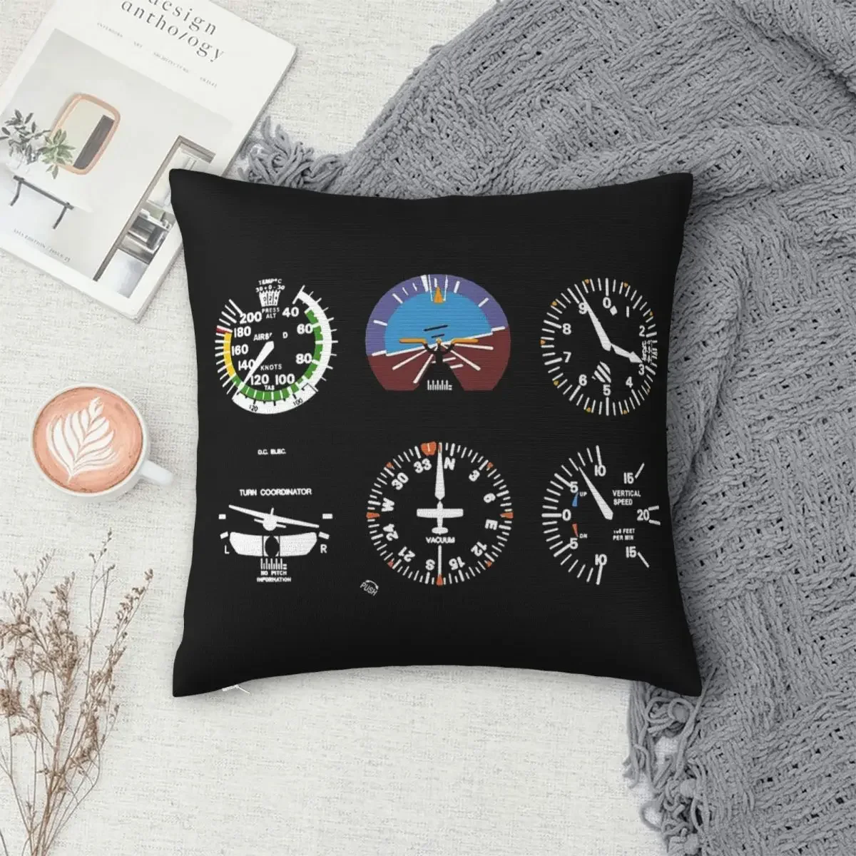 Cockpit Six Dials Flight Simulator Pilot Pillowcase Pillows Cover Cushion Comfort Throw Pillow Sofa Decorative Cushions Used