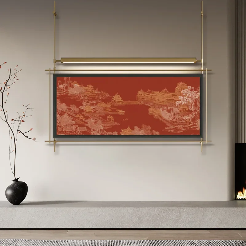 Metal pole decorative painting wall lamp luminous atmosphere light living room wall decoration pendant, entrance