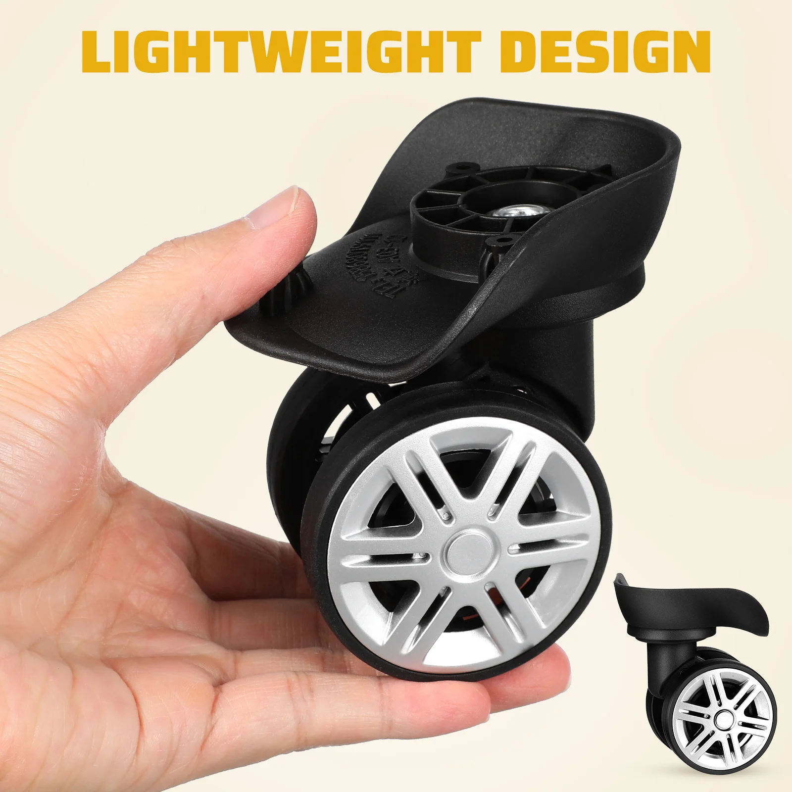 4 pcs Luggage Wheels Replacement Universal Suitcase Caster Heavy Duty Double Row Repair Kit For Trunk Black