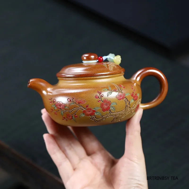 

Yixing Handmade Purple Clay Teapot Tradition Beauty Kettle Hand-carved Flower Pattern Tea Pot Chinese Zisha Tea Set 310ml