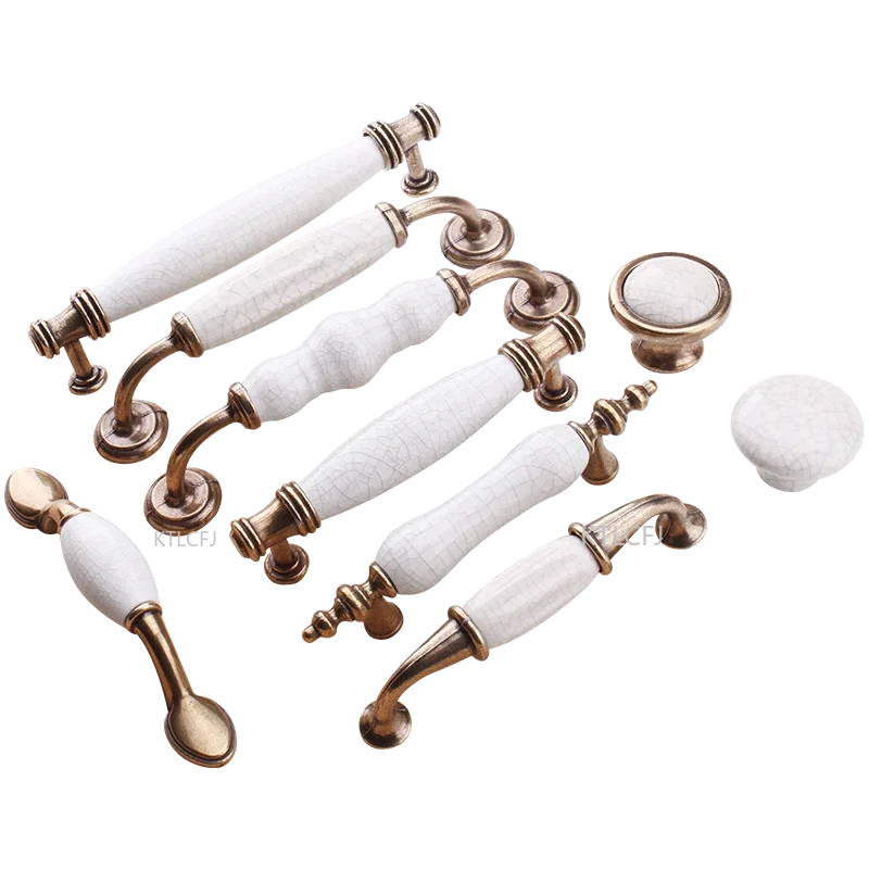 Antique Furniture Handles Marble Vein Knobs and Handles Ceramic Handles for Kitchen Cupboards Cabinet Door knobs Drawer Pulls