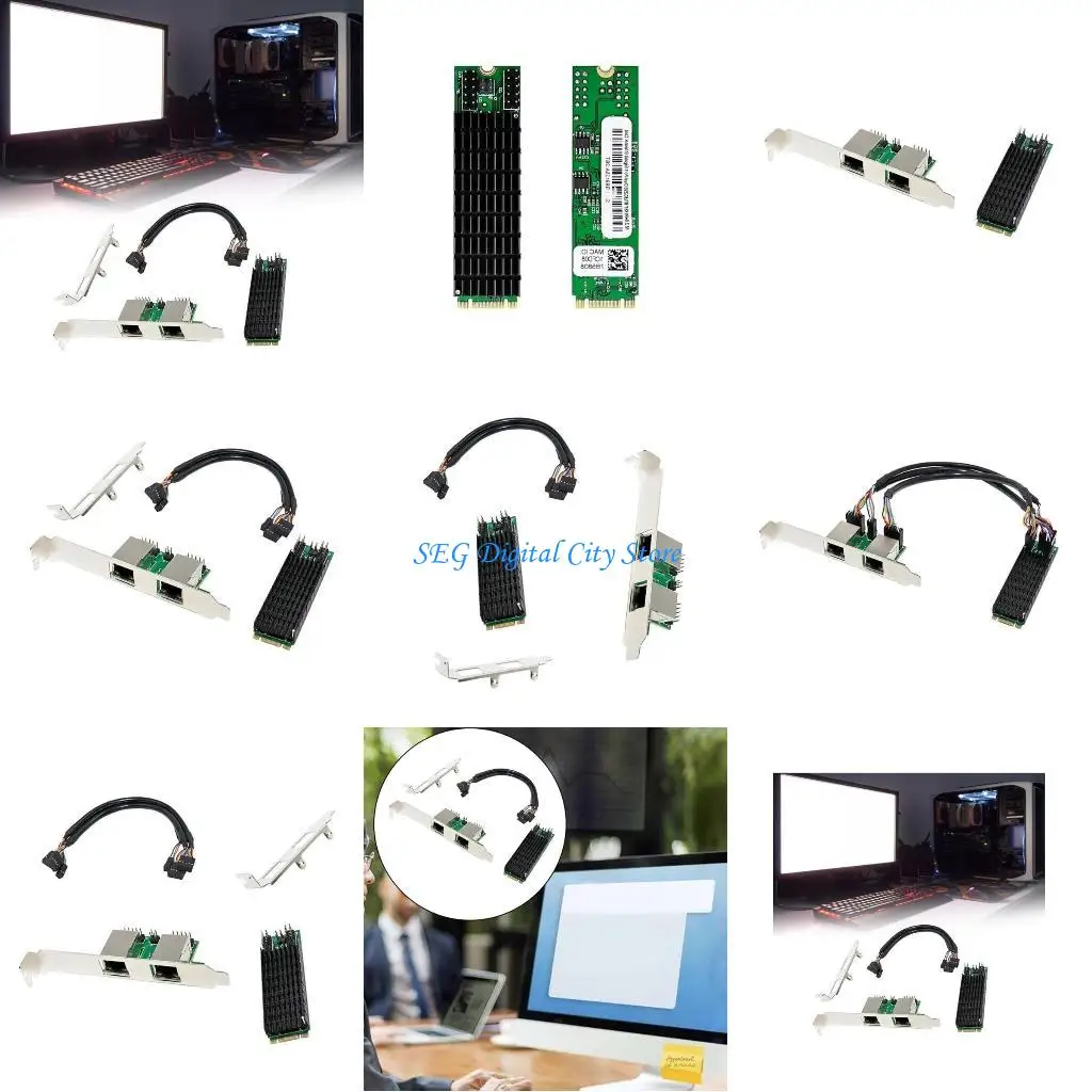 

U75B Advanced 2.5Gbps PCIE Ethernet Card Support 2500Mbps 2xRJ45 Port Adapter Fast Efficient Transfer