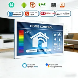 Inwall 15.6 Inch Smart Home Control Panel  Android 14 POE Tablet 4G+64G LED lights Relay, RS232, RS485