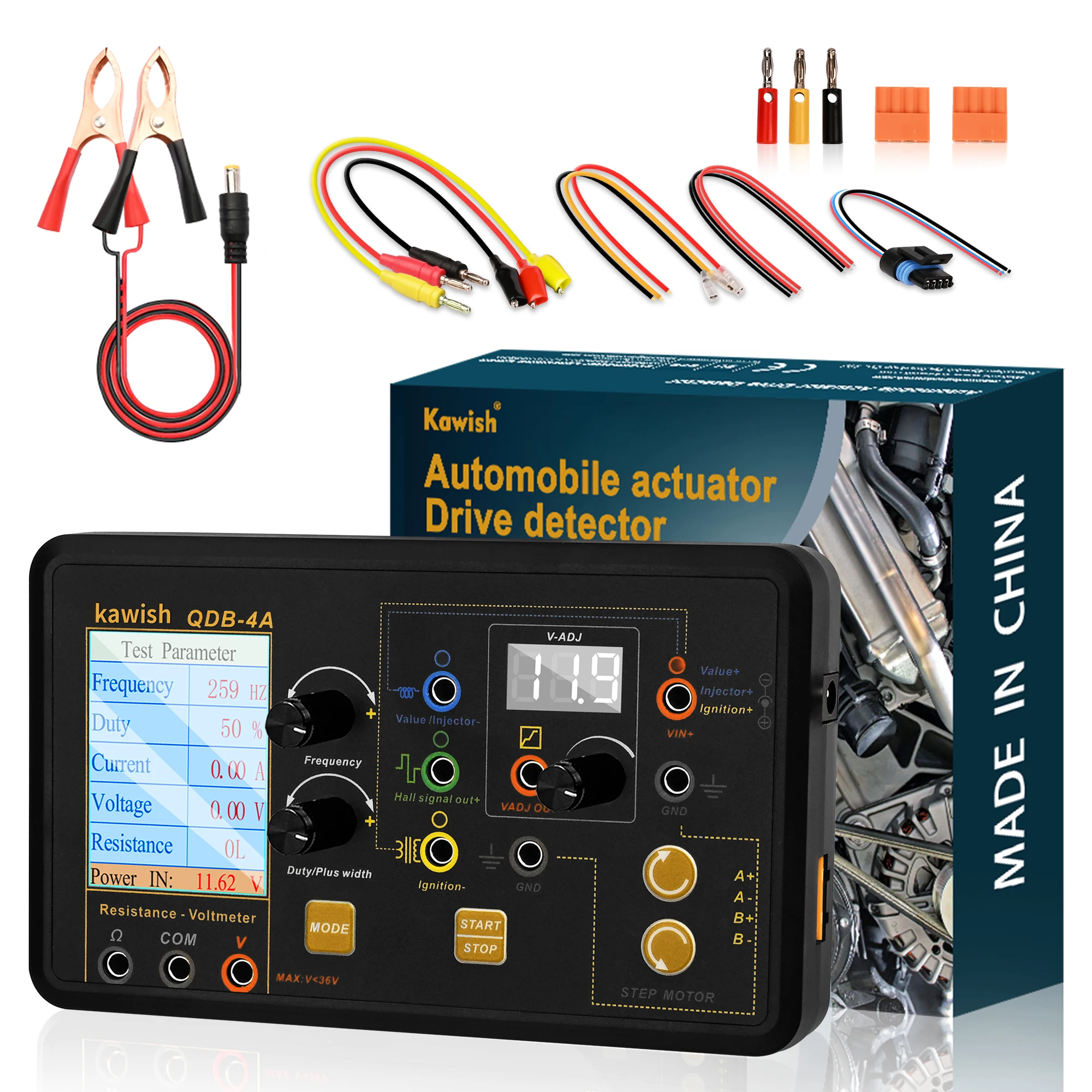 QDB-4A Auto Ignition Coil Test Injector Solenoid Valve Idling Stepper Motor Instrument Tester Fault Detector Drive Simulator