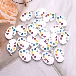 10 sztuk 17*28mm kolorowe symulacja paleta farb Charms dla wisiorek kolczyki DIY naszyjnik biżuteria akcesoria znalezienie