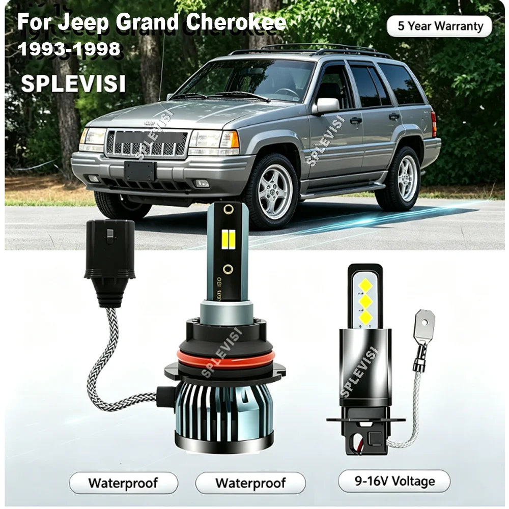 9007 9004 H3 12v LED Headlight Fog Lamp Light deliver superior visibility For Jeep Grand Cherokee 1993 1994 1995 1996 1997 1998