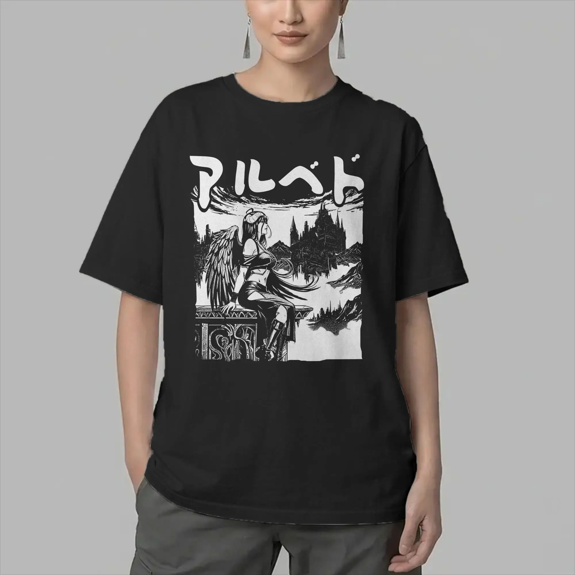 Men Albedo Overlords Anime T Shirts  Cotton Clothing Hipster Short Sleeve O Neck Tees Gift Idea T-Shirt