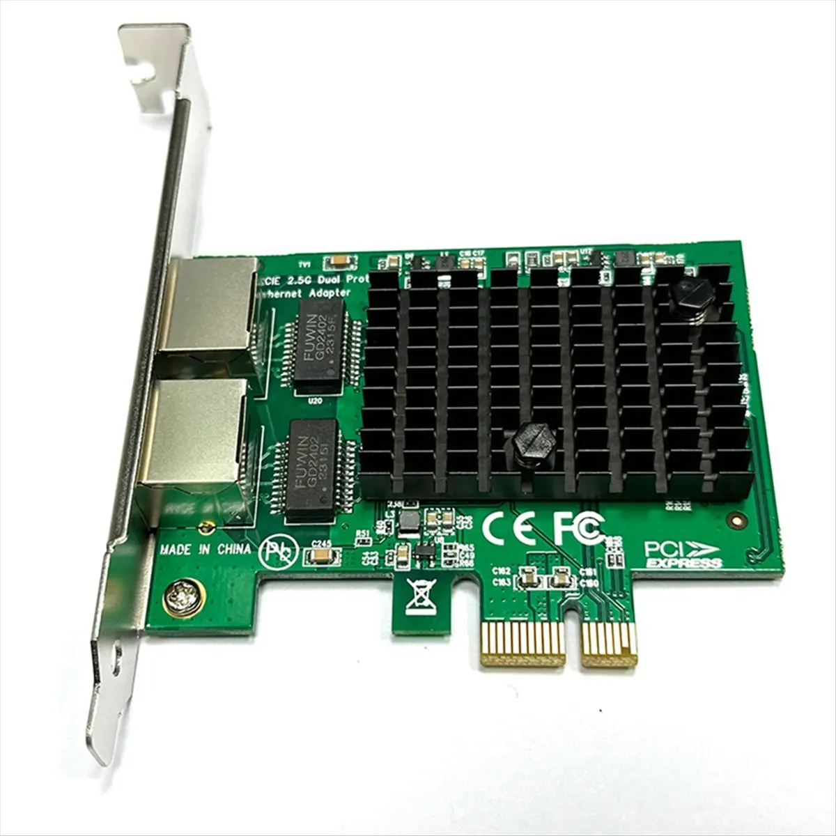 OK 2 Port 2.5G PCIe Network Card 2.5 Gigabit Ethernet Adapter RTL8125BG Chip PCI-E Ethernet LAN Adapter for Desktop PC