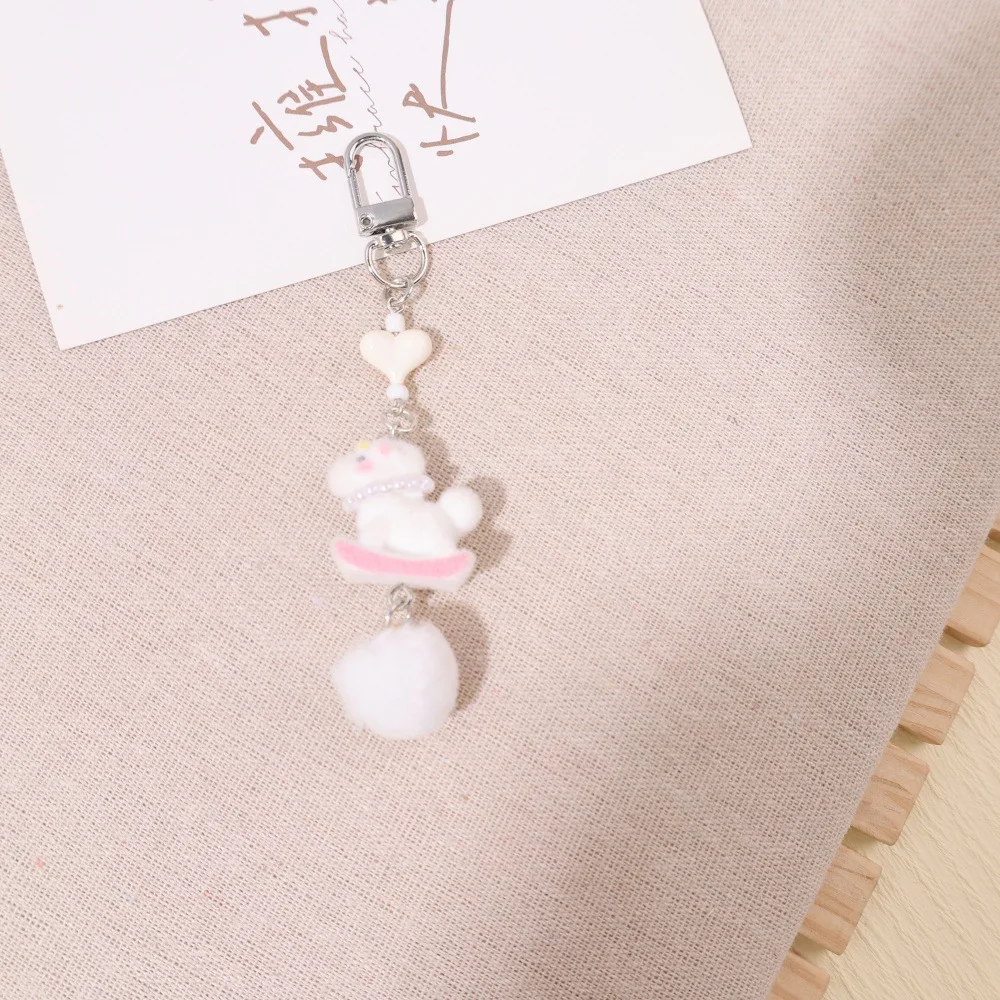 5Pcs small pony keychains flocked creative animals cute bag pendants pom pom key chains wholesale gifts