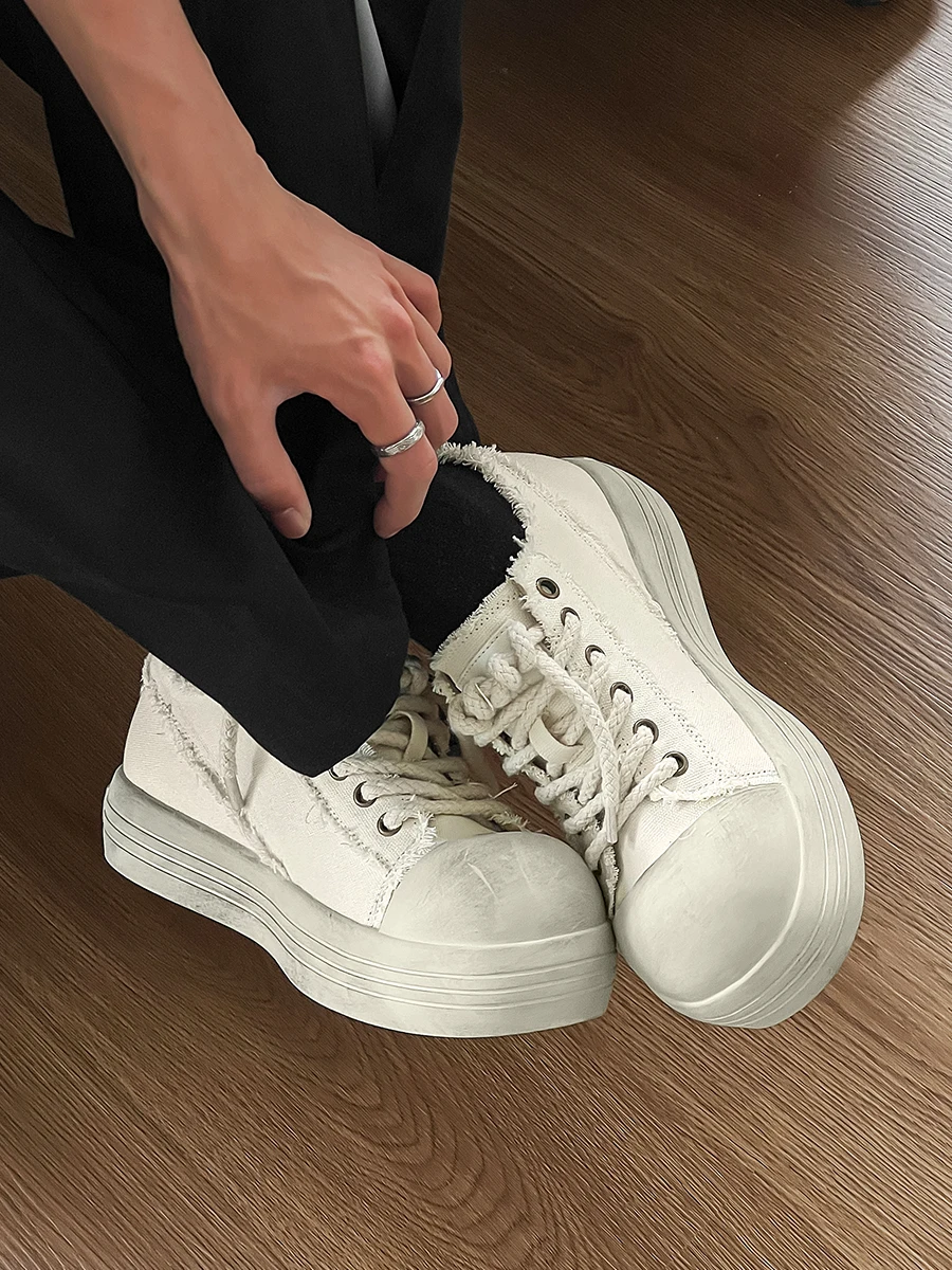 

Мужские повседневные кроссовки весны 2025 года, новинка Sle Bla White, потертые дышащие кроссовки для отдыха Thi Bot Canvas oes для пар