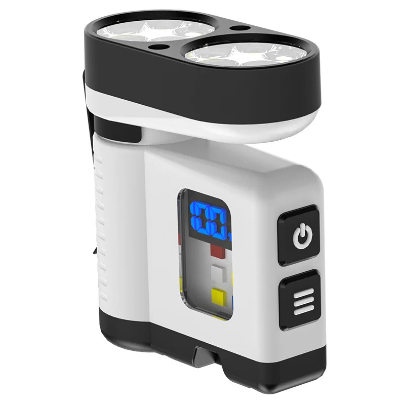 

10-светодиодный мини-фонарик с USB-зарядкой, цифровой дисплей, красный/синий предупреждающий портативный магнитный рабочий фонарь для наружного использования