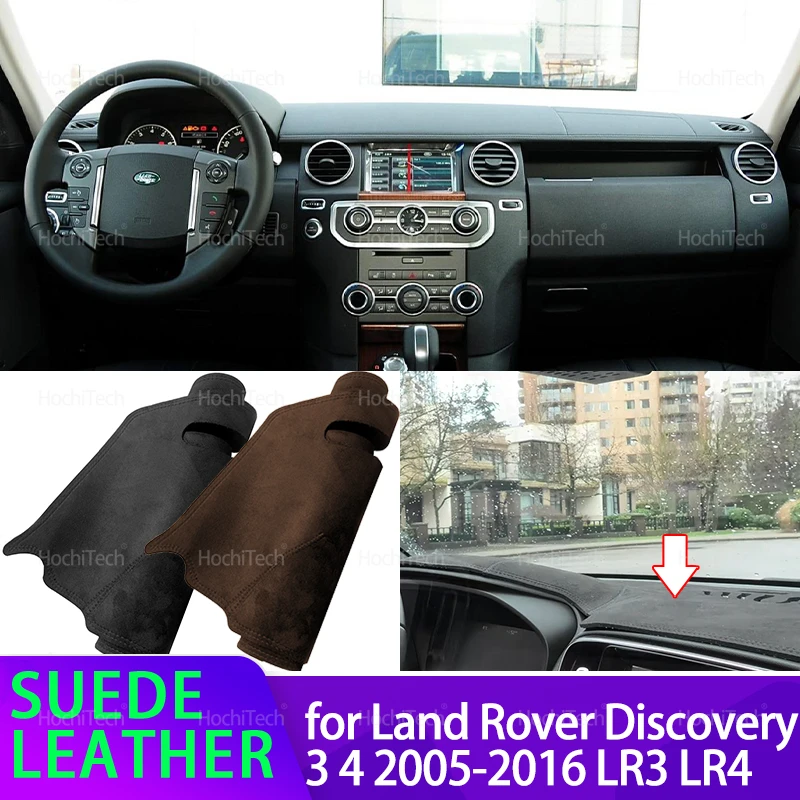Anti-UV Suede Leather Dashmat Black Dashboard Cover Sun Shade Carpet Non-slip Pad for Land Rover Discovery 3 4 2005-2016 LR3 LR4