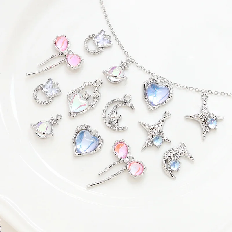 10pc Fashion bling star heart moon charm With rhinestone for apparel hair accessories Jewelry DIY