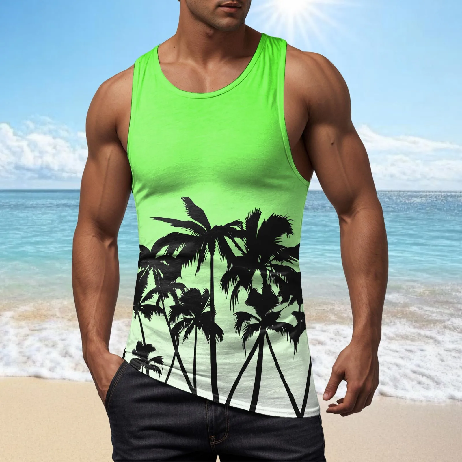

Streetwear Men'S Graphic Tank Top Men Short Sleeve Vest Comfortable Soft Breathable Fashion Beach Playera Sin Mangas Hombre