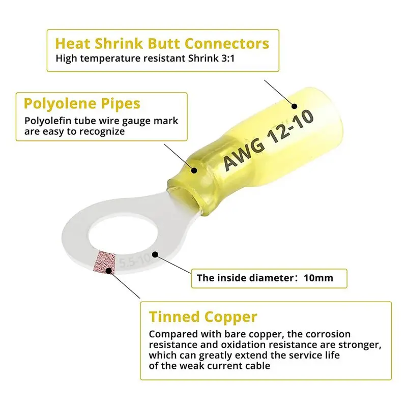 

Термоусадочные соединители для проводов A62Z 480 шт., герметичные электрические стыковые соединители под пайку для морского, автомобильного и грузового транспорта