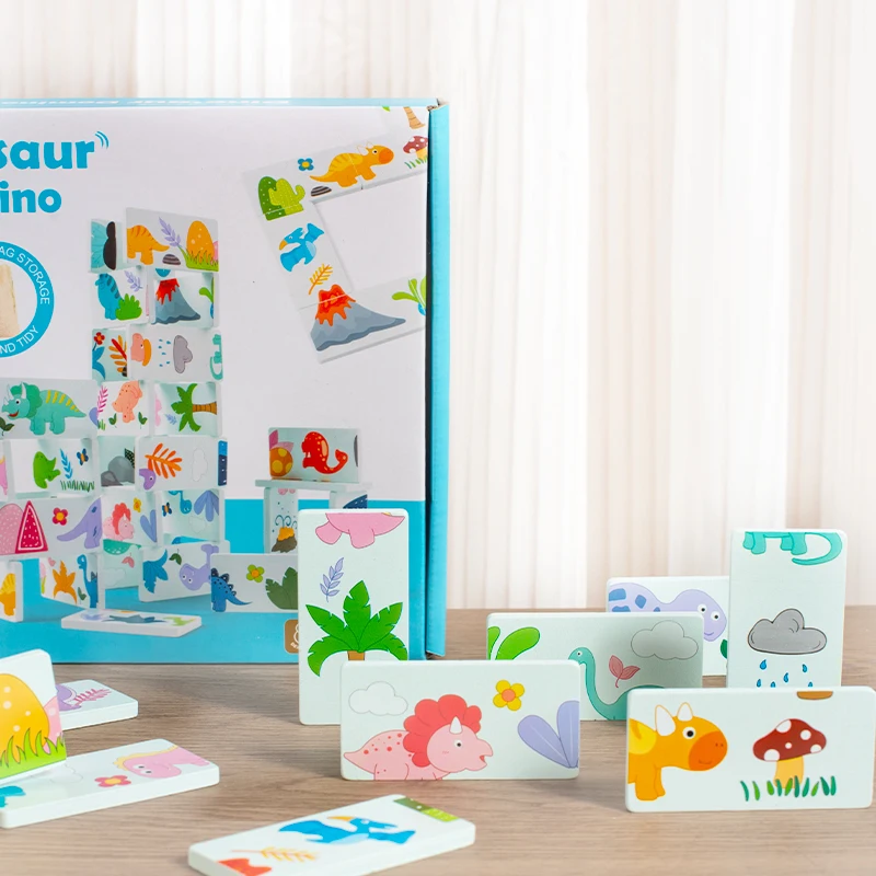 لعبة خشبية ديناصور الدومينو الحيوان الظل الاقتران التتابع لعبة الصور المتطابقة مونتيسوري ألعاب تعليمية هدايا للأطفال الأطفال