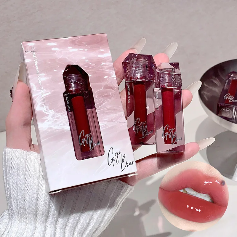 ゲゲベア グラス質感リップグロス、自然な白さ、色落ちしにくい、クリスタルのようなぷっくり唇、高級感のあるライトメイクルック
