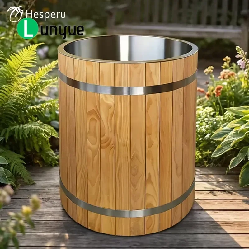New Zealand Knotless Pine Ice Bath Tub for 1 Person Indoor Outdoor Cold Soak Spa Recovery Home Use Durable Natural Wood
