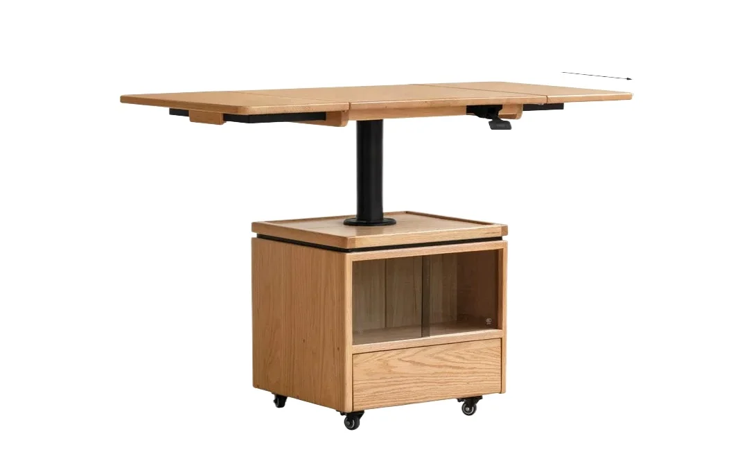 LMM solid wood coffee table modern simple lifting tea table living room oak folding square table