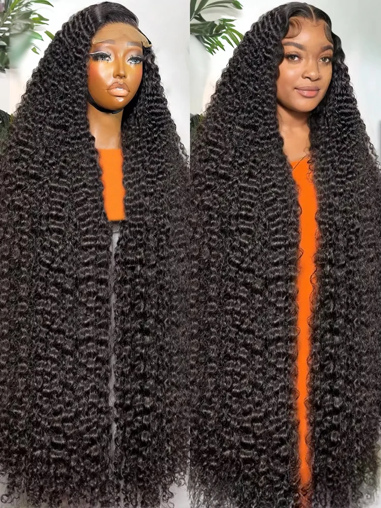 40 46 بوصة مجعد الباروكات HD 13x6 الدانتيل الشفاف الجبهة باروكة من شعر طبيعي للنساء قبل قطعها فضفاض موجة عميقة موجة المياه الباروكات الأمامية