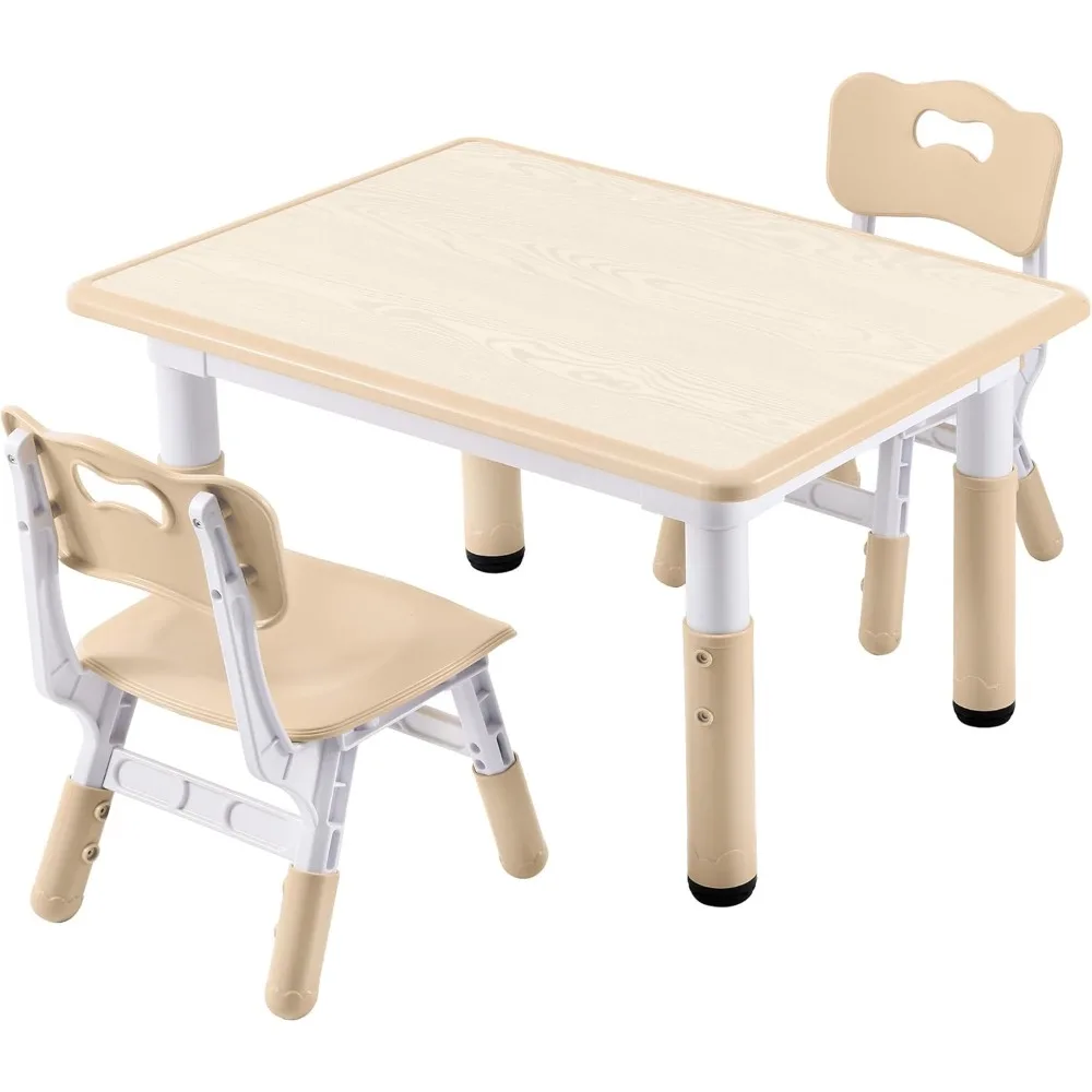 

Kids Study Table and Chairs Set, Height Adjustable Toddler Table and Chair Set for Kids Ages 3-8, 31.5" L x 23.6" W Graffiti