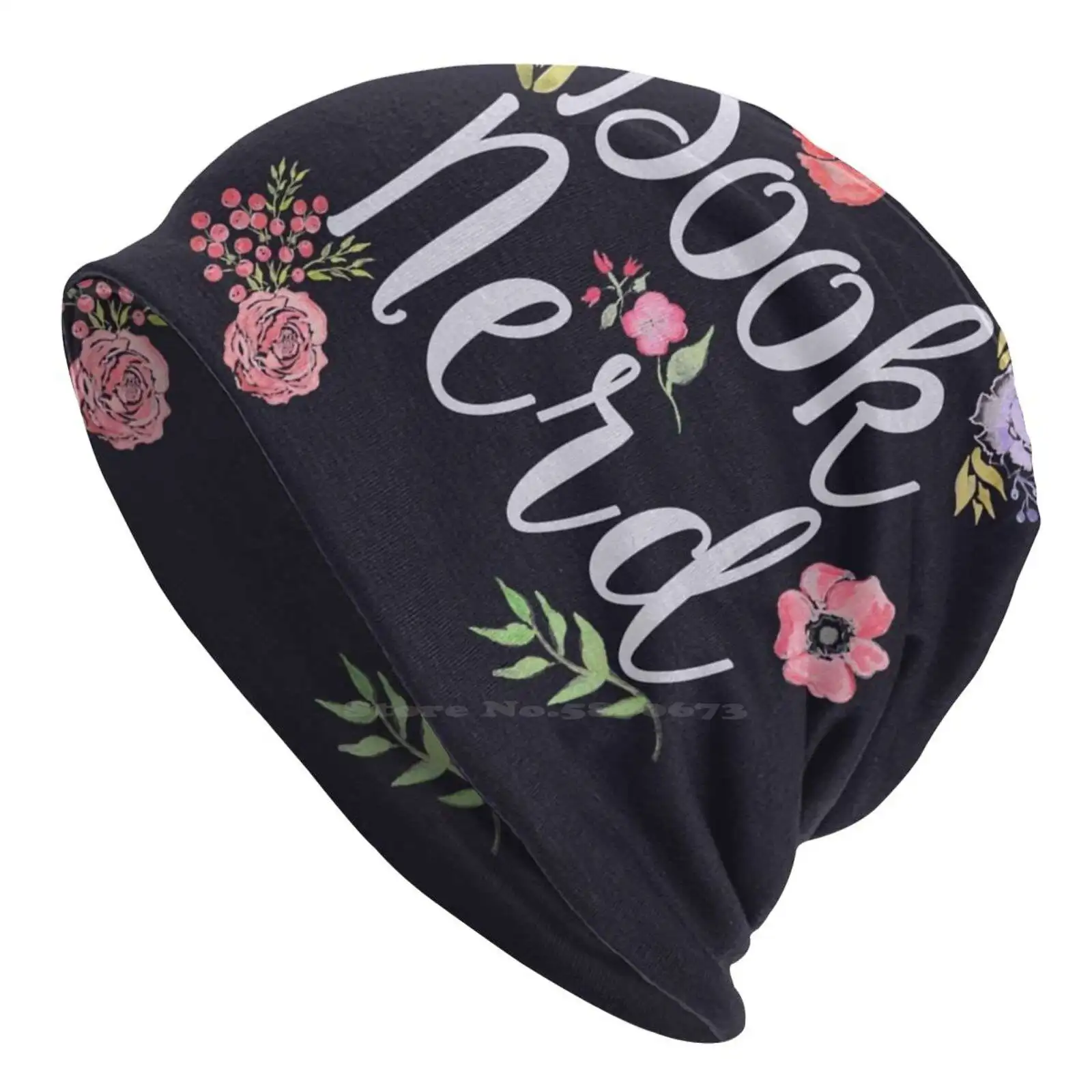 Book Nerd Reverse Knitted Hat Warm Beanie Outdoor Caps Bookstagram Chapter Page Reads Reading Reader Bookworm Book Nerd Floral