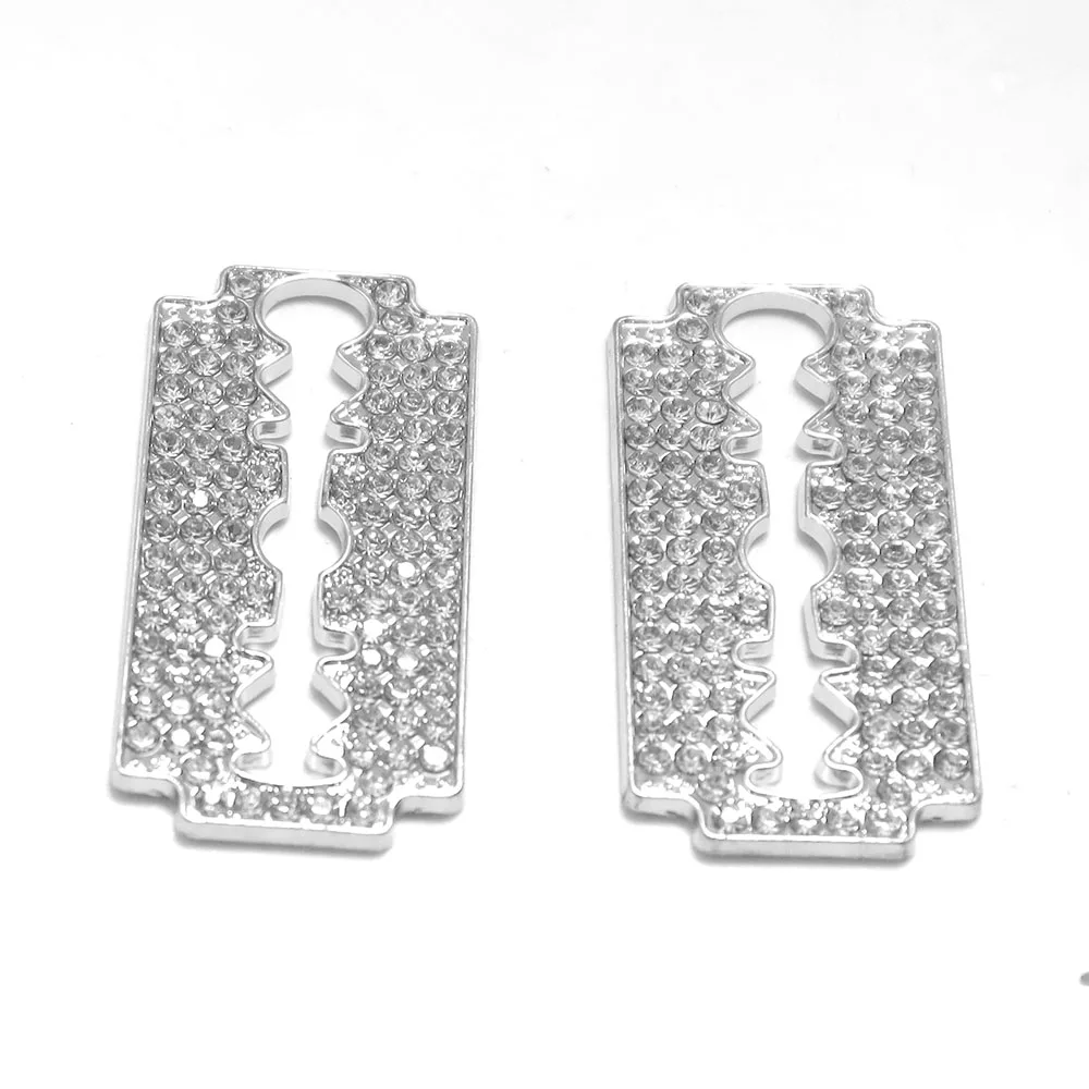 WZNB 5Pcs Crystal Razor Blade Charms Geometry Alloy Pendant for Jewelry Making Diy Earring Bracelet Necklace Handmade Accessory