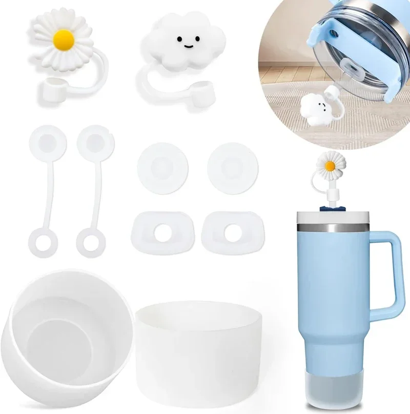 Produktbild von Carreuty Auslaufsicherer Deckel 3er Set – Kompatibel Mit Stanley 1,2L Becher, Mit Strohhalmöffnung, Isolierend, Kunststoff, Blau