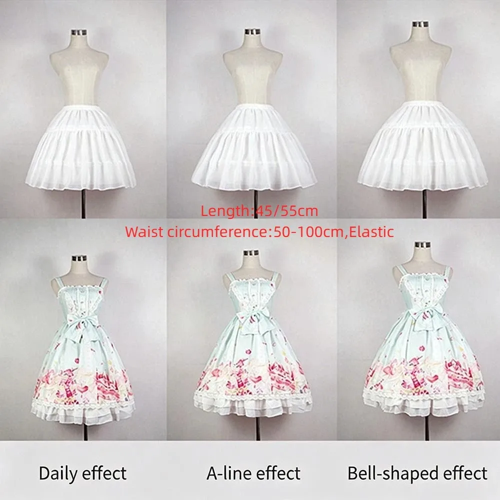 Fashion Lolita Petticoat With Hoop White Underskirt Crinoline Cosplay Adjustable Crinoline Skirt Party Dress view 5