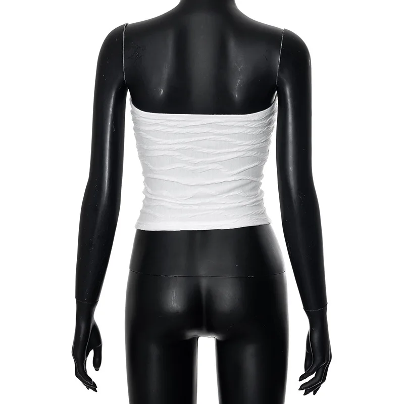 2024 Sommer y2k Streetwear Crop Tops T-Shirts ärmellose schlanke Rohr Tank träger los rücken frei sexy geraffte weiße Korsett Crop Top – Detail 9