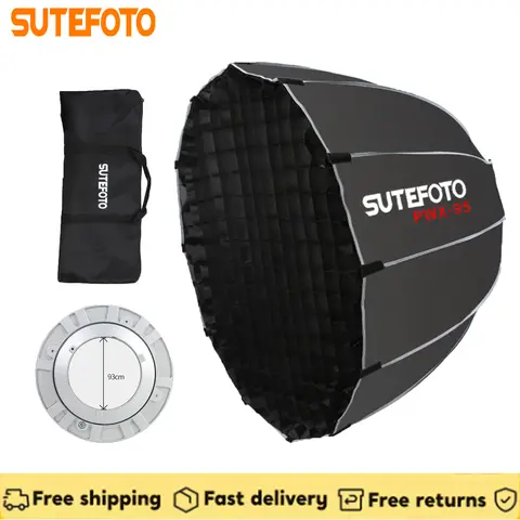 SuteFoto PWX- 65cm, 95cm 소프트박스, 스피드라이트 휴대용 팔각형 우산, 벌집 그리드, 야외 플래시 소프트박스