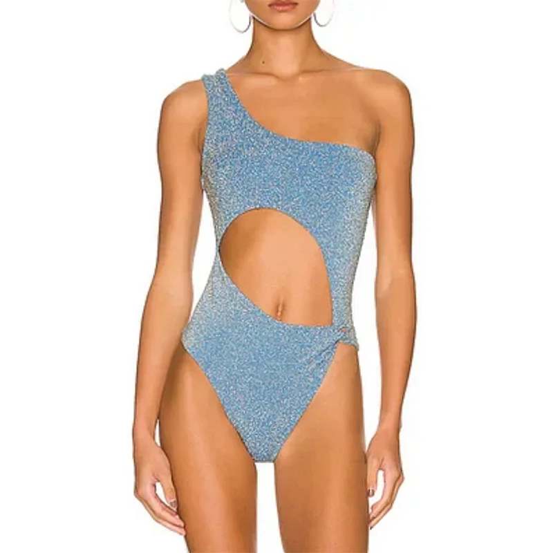 

2023 New Pearl Strap One-Piece Swimsuit Women's Holiday Beachwear Cross-Border Goods Fixed Chest Pad ort Sve Surf Suit