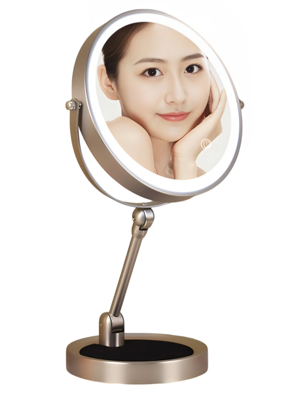 

Makeup mirror Desktop enlarged desktop folding household with lamp Smart LED lamp fill light Beauty mirror, double-sided mirror